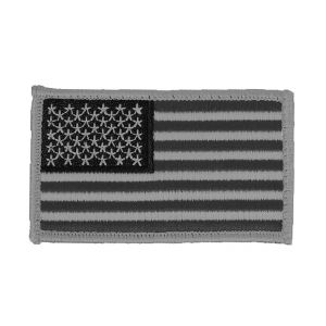 USA Flag Embroidered Velcro Shoulder Patch - 3.5" x 2" Standard Black Gray